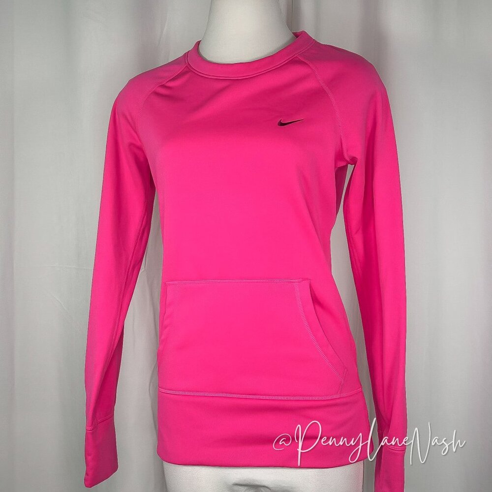 Nike Therma Fit Fleece Pullover Sweatshirt Pink - Picture 2 of 11